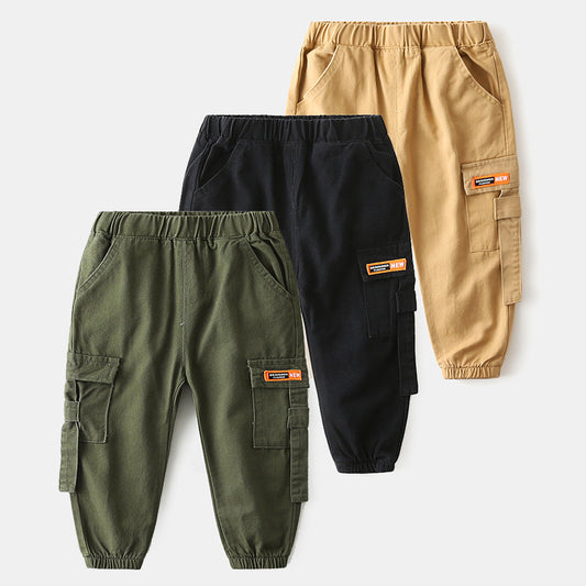 Children's Casual Pants Label Pocket Trousers Pants ( Pack of 3 )